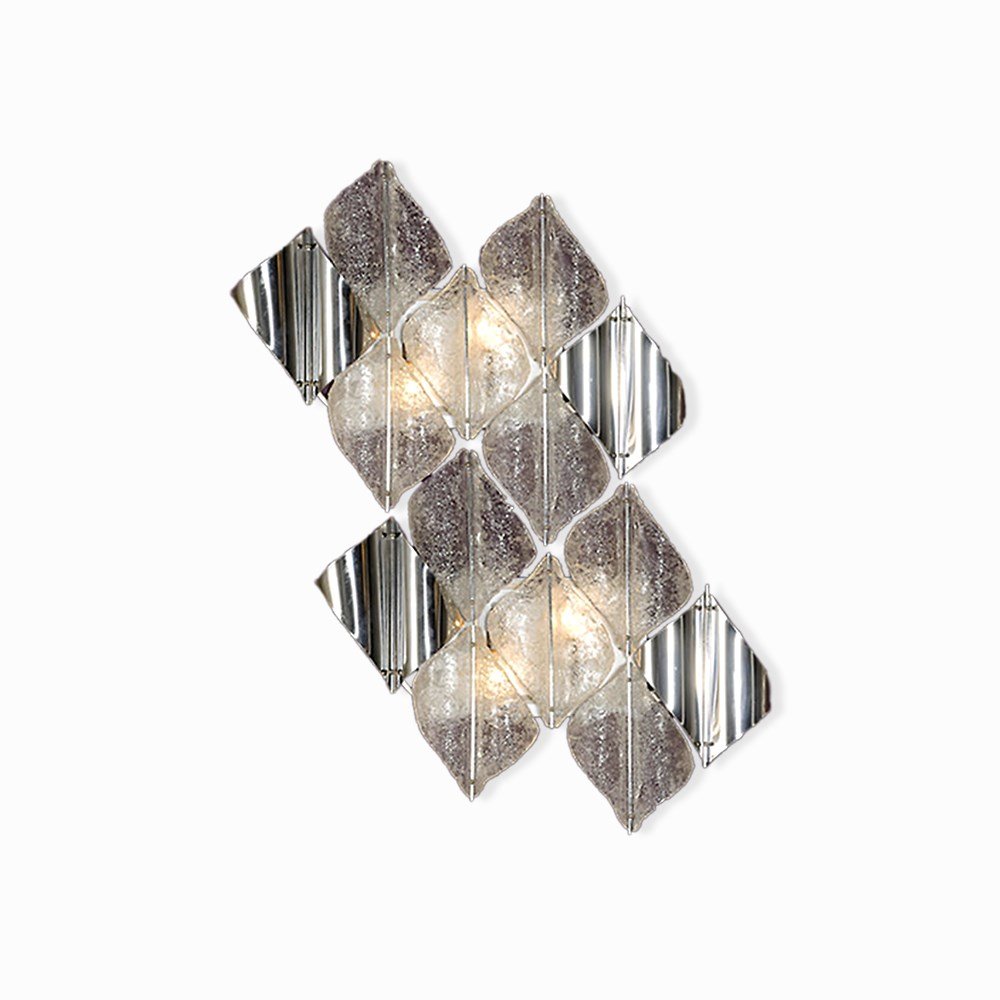 Angelo Brotto, Attr., A Pair of Wall Sconces, Italy,: Glass, chromed metal Italy, 1960s Attributed to Angelo Brotto For Esperia Each sconce with double-light fixture Dimensions: each 55 x 65 x 9.5 cm Good condition Estimate by Auctionata Expert: 7,000 Eu