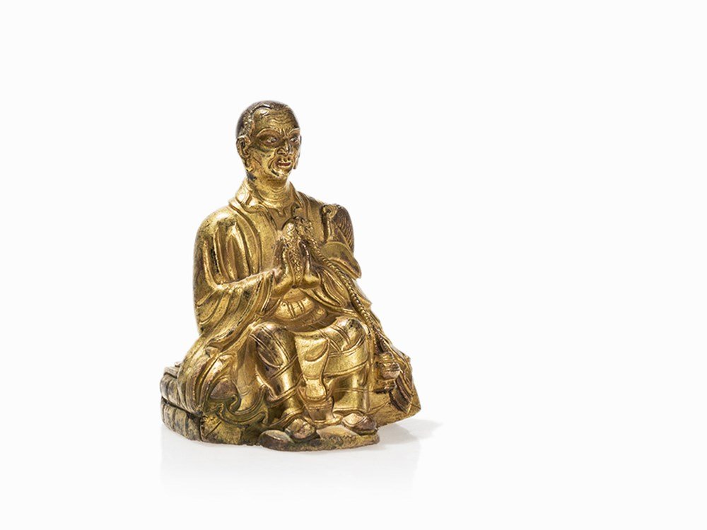 Gilt Bronze Figure of a Seated Luohan, 18th/19th C. (1 of 8)
