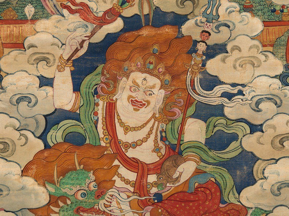 Thangka with Jambhala on a Green Dragon, Tibet, early (1 of 8)