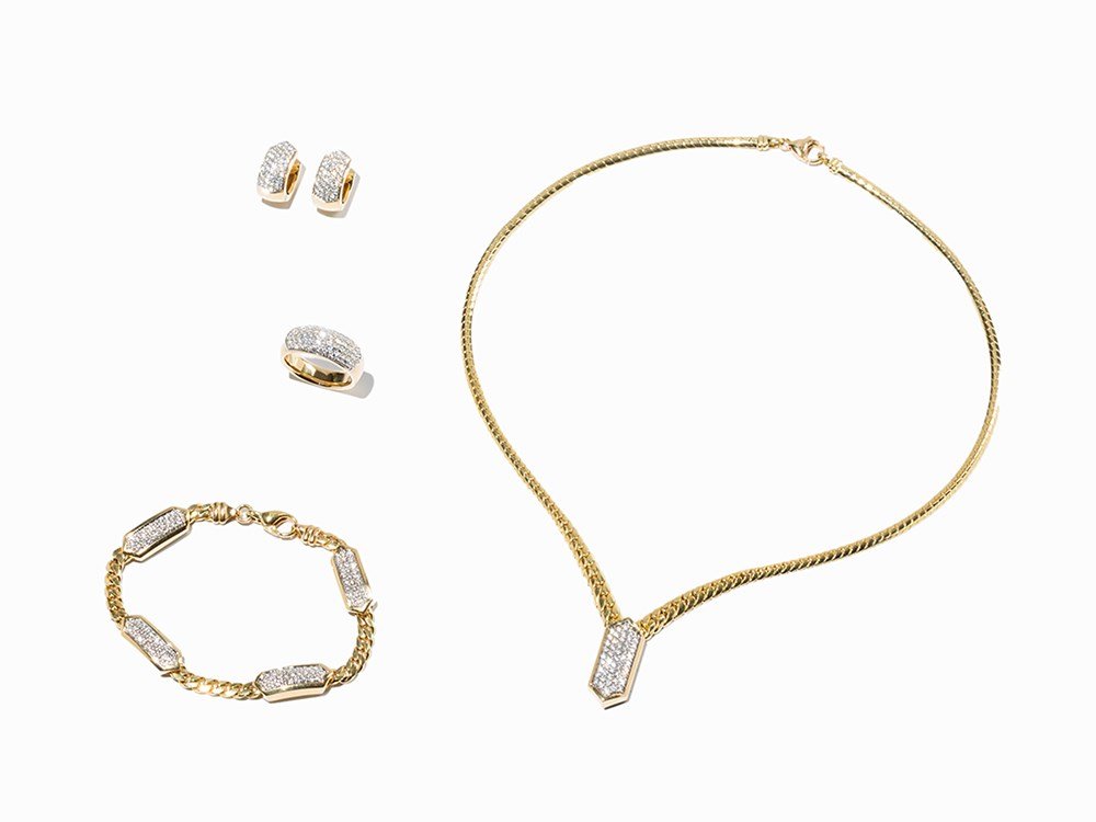 5-Piece Jewelry Set with 296 Diamonds, 18K Yellow Gold (1 of 10)