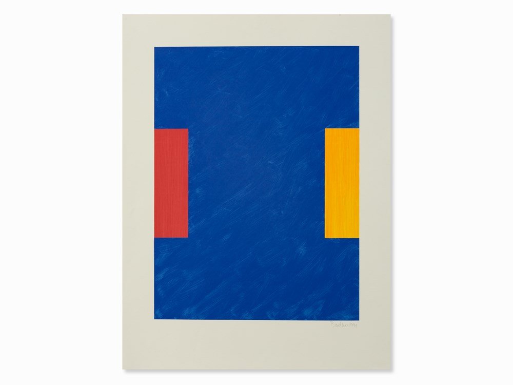 Frank Badur, Untitled, Serigraph in Colors, 1991: Auction announcements 7th April 2016Lot 52: Object is regular taxed. 19% VAT is added to the purchase price for deliveries within the EU. Serigraph in colors on cardboard Germany, 1991 Frank Badur (b.