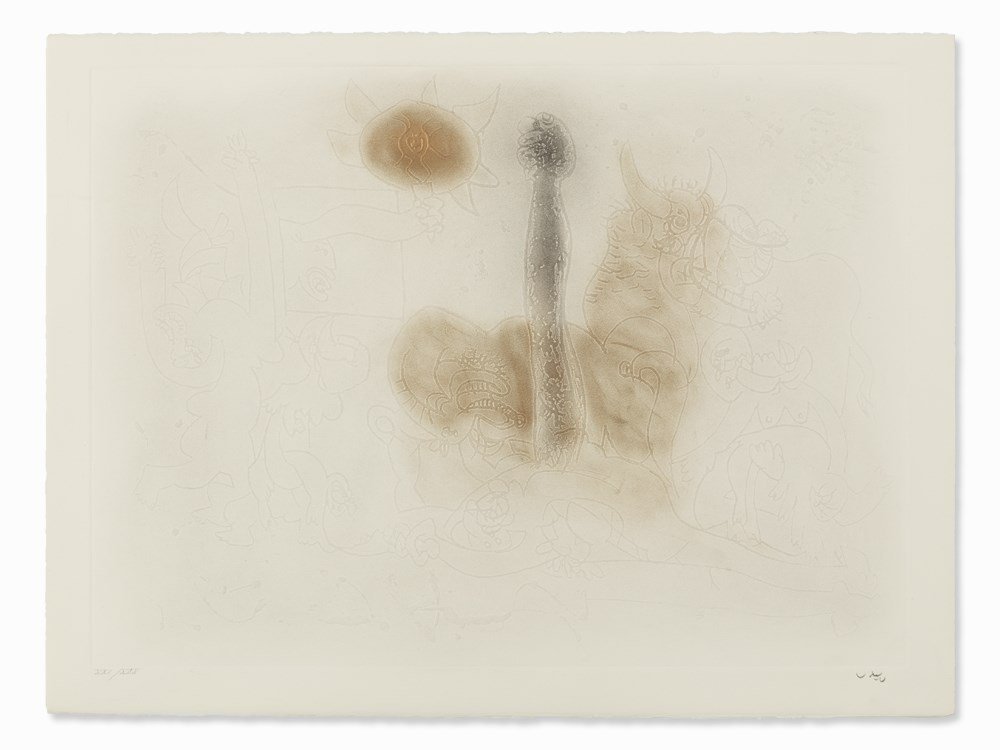 Roberto Matta, Le Poing Du Jour, Etching in Colors,: Aquatint etching in colors on wove paper France, 1971 Roberto Matta (1911-2002) - Chilean architect and artist of Surrealism Signed ‘Matta’ and numbered ‘XXI/XXX’ in pencil From volume 1 of th