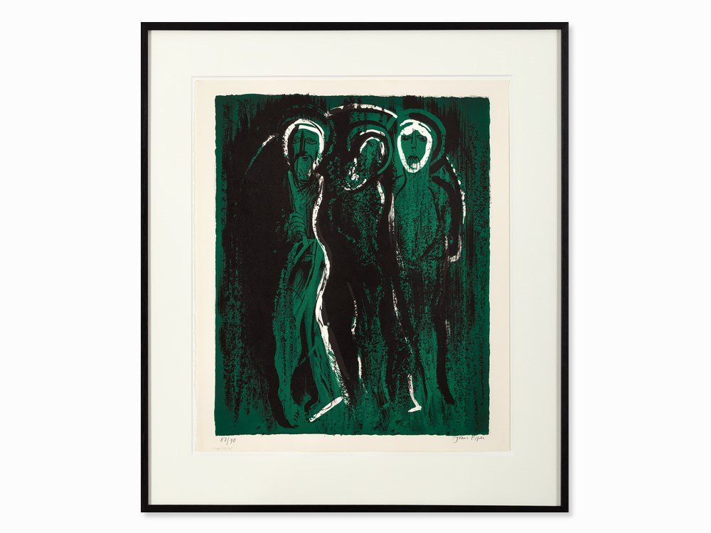 John Piper, Saints, Color Lithograph, 1975: Lithograph in colors on wove paper Germany, 1975 John Piper (1903-1992) – English painter and graphic artist Signed ‘John Piper’ and numbered 87/90’ in pencil From the portfolio ‘Anno Santo�
