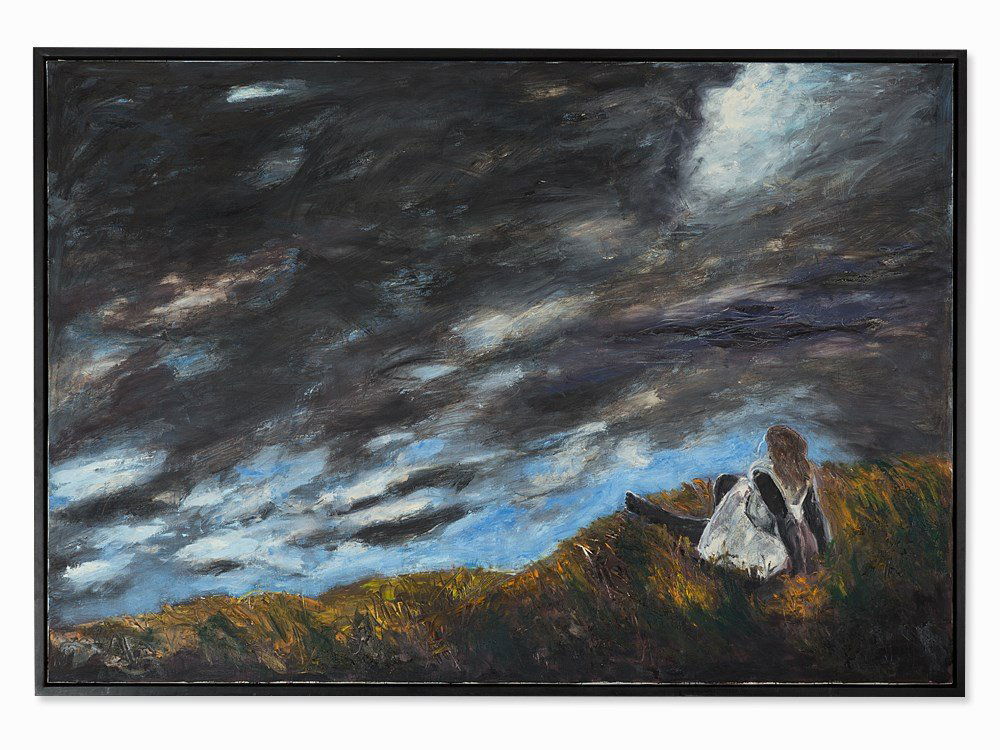 Dieter Hacker (b. 1942), Vor dem Sturm, Oil Painting,: Oil on canvas Germany, 1992 Dieter Hacker (born 1942) – German artist and exponent of the ‘Neue Wilde‘ Signed, dated and titled in black permanent marker on the reverse, ‘Vor dem Sturm / 18.9.