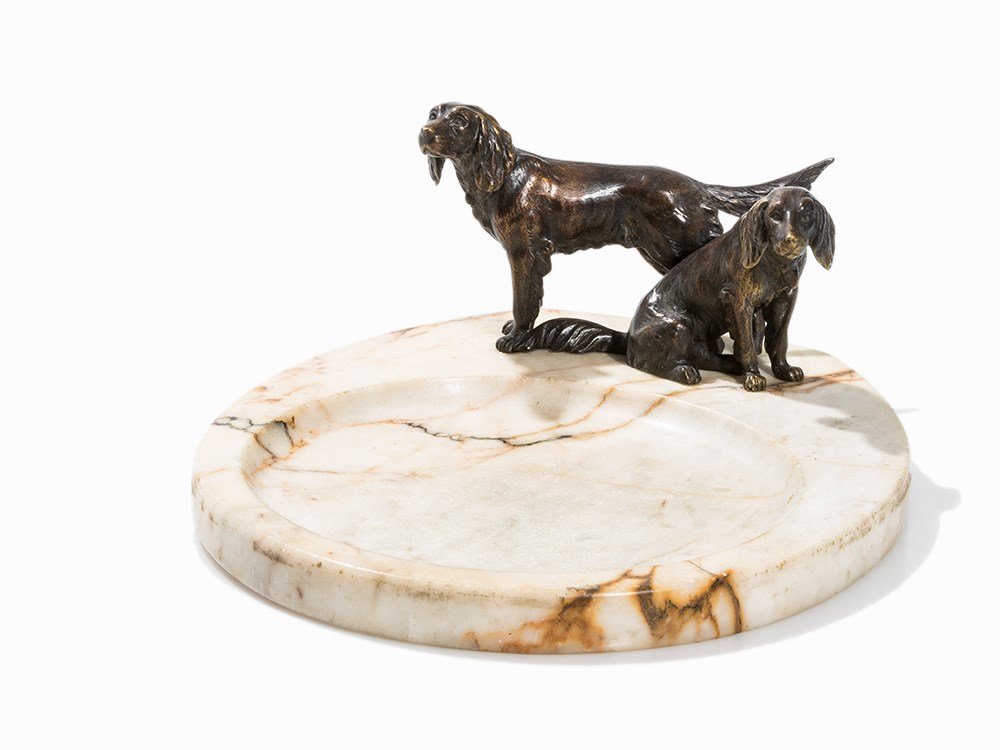 Marble Bowl with Two Figural Irish Setters, c. 1900 (1 of 9)