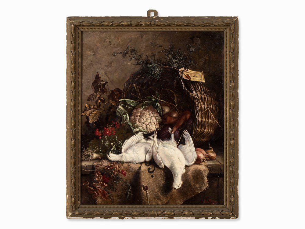 Ilse Müller-Noack, Still Life with Hunting Trophies,: Oil on canvas Germany, 1891 Ilse Müller-Noack (19th-20th century) - still life painter Signed and dated lower right ‘Ilse Müller 1891’ Verso label with notices of former owners Dimensions: 86 x