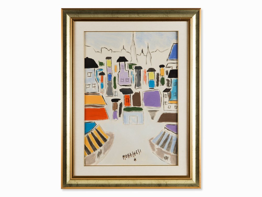 Sante Monachesi (1910-1991), Townscape, Oil, 1970s (1 of 7)