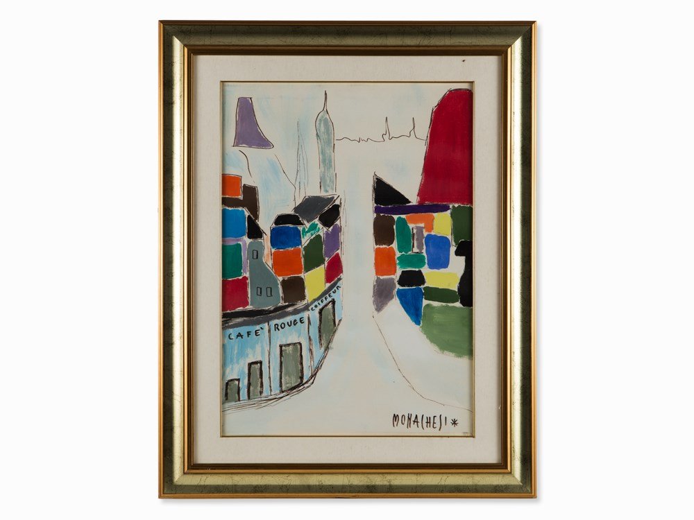 Sante Monachesi (1910-1991), Townscape, Oil, 1970s (1 of 8)