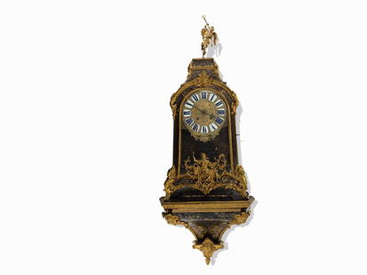 An Oversize Boulle Bracket Clock, Cormasson, Paris c.: Auction announcements 25th May 2016Lot 22: The correct measurements of the clock including wall beacket are 148 x 40,5 x 16,5 cm. Bronze, gold-plated, brass, tortoiseshell, glass Paris, France, c. 173