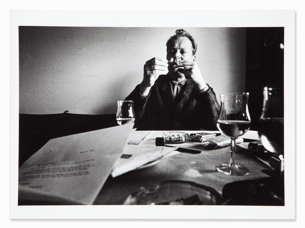 Will McBride, ‘Willy Brandt beim Frhstck’, Signed, c.: Gelatin silver print Germany, c. 1962, later print Will McBride (b. 1931) – American photographer and visual artist Signed in pencil ‘McBride’ on verso Titled in pencil ‘Willy Brandt beim Frhs