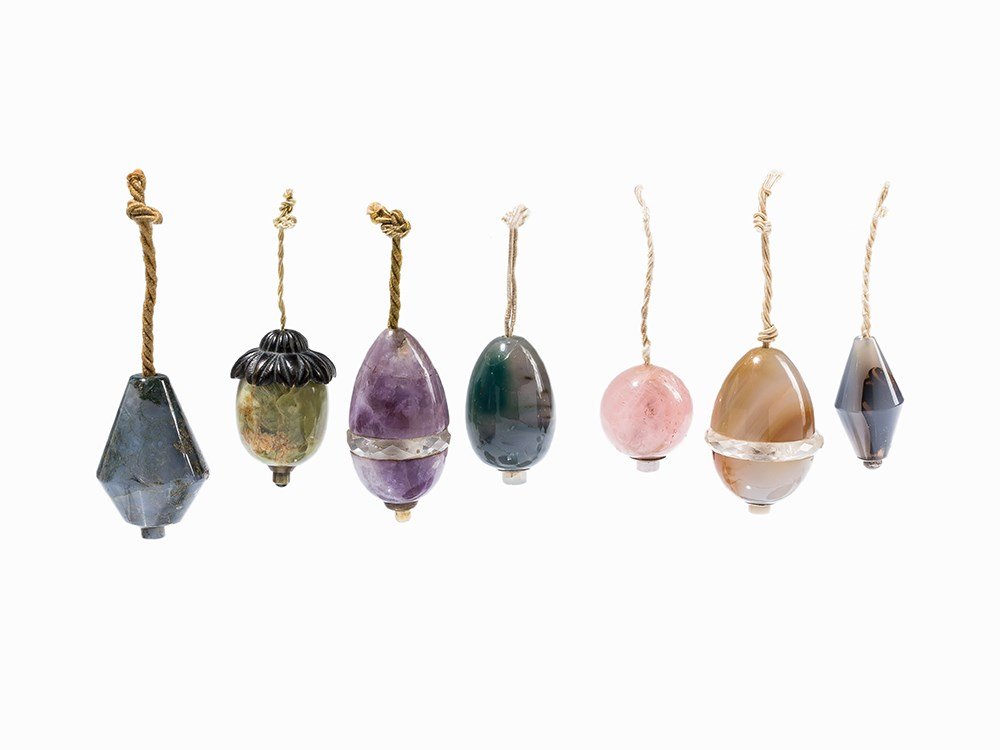 7 Hanging Bell Pushers with Different Gemstones, 20th (1 of 10)