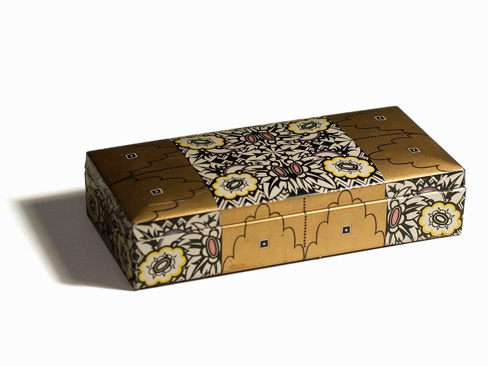 Two Biscuit Boxes by Emanuel Josef Margold for Bahlsen: Two biscuit boxes made of lithographed metal Germany, around 1914 Emanuel Josef Margold (1889-1962) – Viennese artist active in Germany Design for Hermann Bahlsen Keksfabrik Hannover Two differently