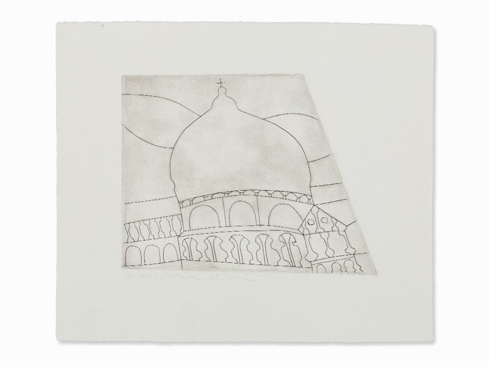 Ben Nicholson, Pisa, Etching, 1968: Etching on wove paper England/Italy, 1968 Ben Nicholson (1894-1982) – English painter and sculptor Signed and dated in pencil ‘Nicholson 68’, as well as numbered in pencil ‘1/50’ Printed at