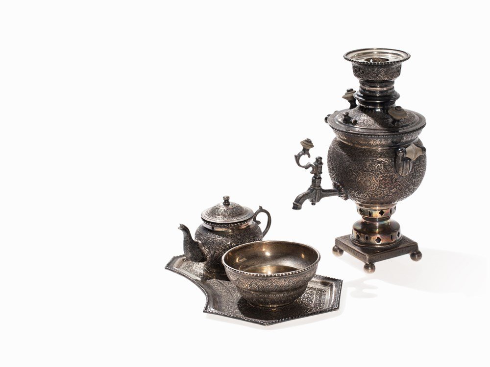 Miniature Samovar Set, Silver, 'KHOSROW' Persia, C. (1 of 6)