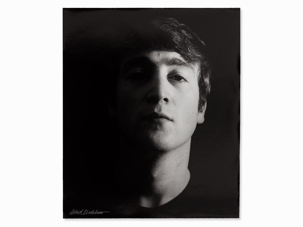 Astrid Kirchherr (b. 1938), Portrait John Lennon, 1962: Gelatin silver print Hamburg, 1962; printed later Astrid Kirchherr (b. 1938) – German photographer Signed with silver pen lower left ‘Astrid Kirchherr’ Sheet size: 60.7 x 50.6 cm Very good condi