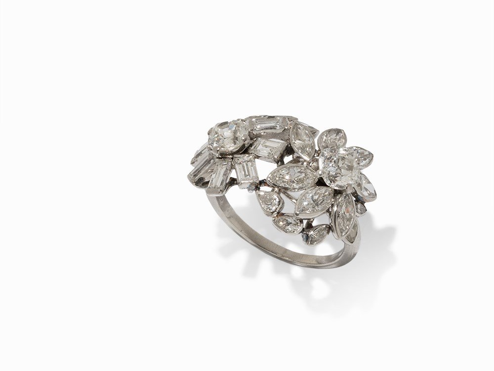 Floral Ring with Diamonds, pres. Cartier, Platinum, (1 of 9)
