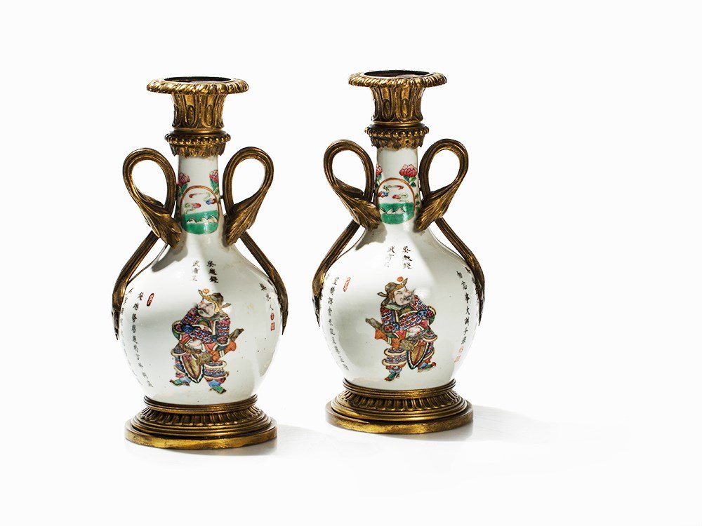 Pair of Famille Rose Vase with Historical Legends, 19th (1 of 10)