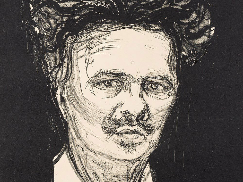 Edvard Munch, August Strindberg, Lithograph, 1896: Lithograph on cream wove paper Berlin/Paris 1896; printed probably after 1906 Edvard Munch (1863-1944) - Norwegian painter and graphic artist of Expressionism Signed ‘Edv Munch’ in pencil lower ri