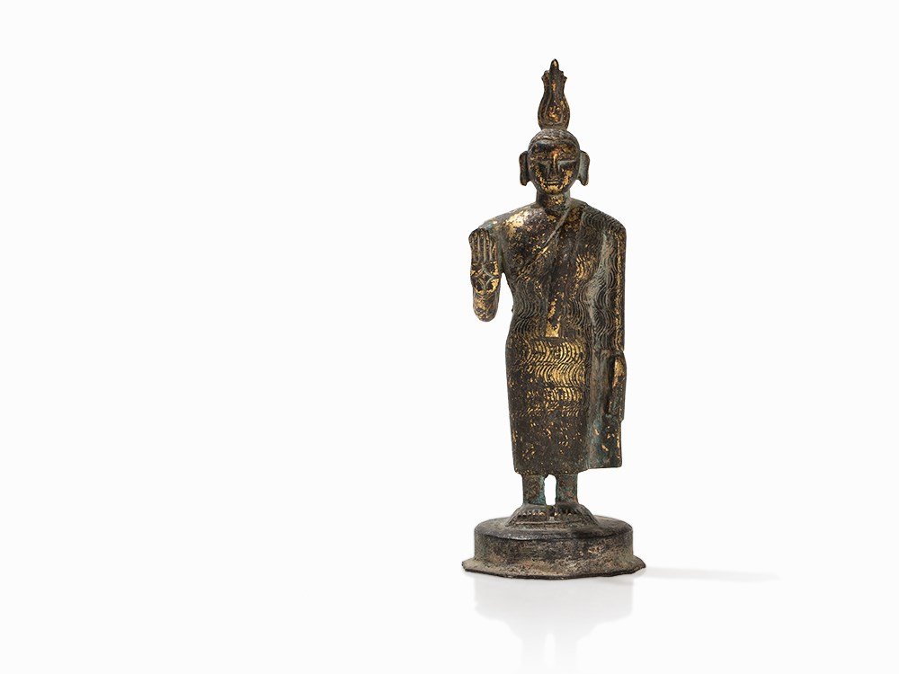 Gilt Bronze Figure of a Buddha with Flaming Ketumala, (1 of 7)