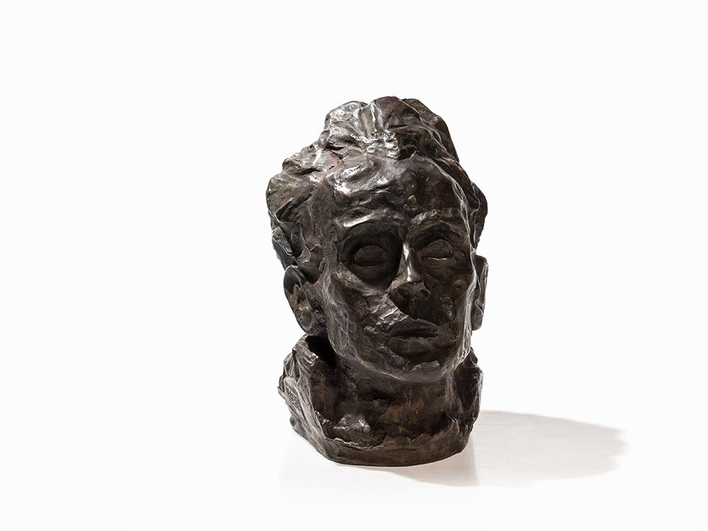 Egon Schiele, Self-Portrait, Bronze, c. 1917/1980: Bronze with brown patina; later cast from 1980 Egon Schiele (1890-1918) - Major Austrian painter, graphic artist and sculptor Signed in the cast ‘EGON SCHIELE’ with the date ‘1980’, edition nu