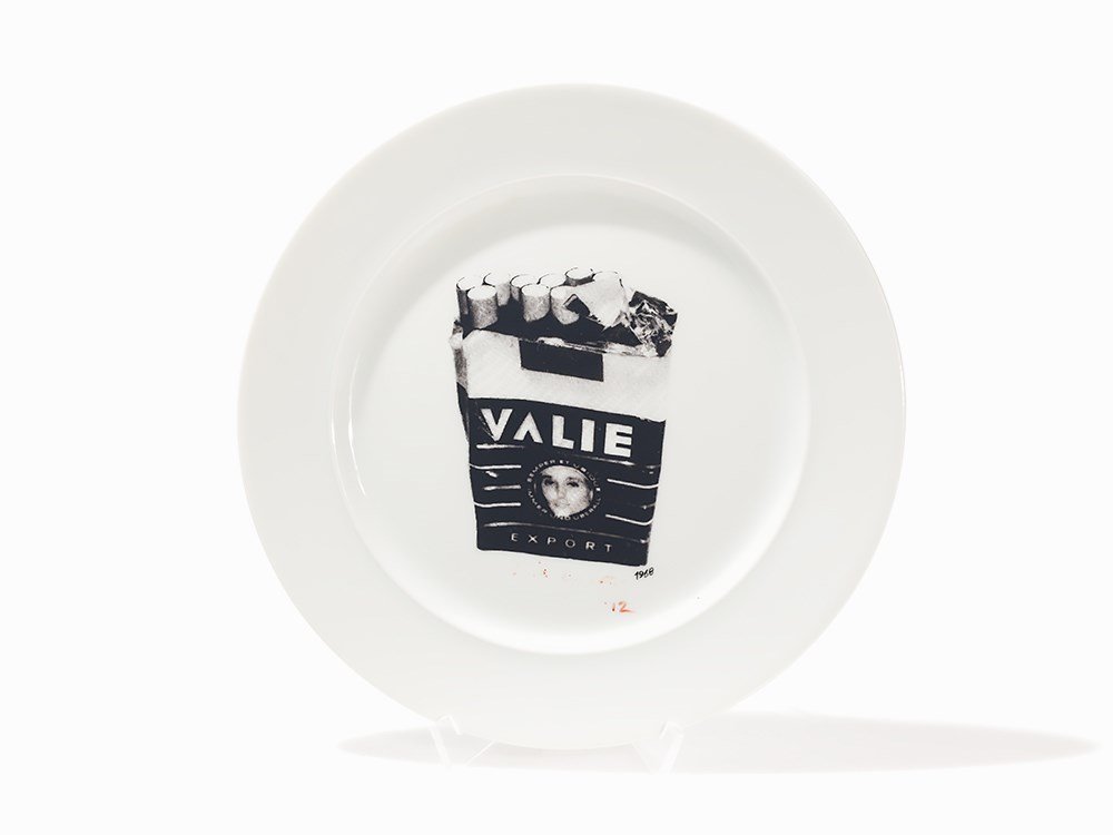 Valie Export, Multiple, Lebend oder tot, 1992: Multiple: screenprint on china plate Austria, 1992 Valie Export (b. 1940) – Austrian media and performance artist Signed and dated in red felt tip pen ‘VALIE EXPORT ?92’ Signed and numbered vers