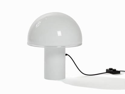 Artemide ‘Onfale Tavolo Medio’ Table Lamp, Opaline: Opaline and colorless glass Italy, 1978 Designer: Luciano Vistosi (b. 1931) - Italian glass designer Manufacturer: Artemide - Italian lighting manufacturer, established in 1960 Manufacturer’s label