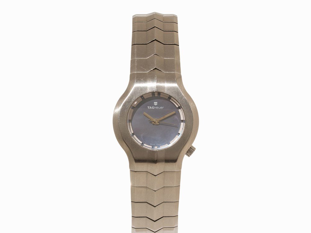 Tag Heuer Alter Ego, Ref. WP1312, c. 2010: Tag Heuer Alter Ego, Ref. WP1312 Switzerland, c. 2010 Quartz movement; hour, minute, second Silver dial, silver hands Watch case, original strap and butterfly clasp of stainless steel Watch case no. U