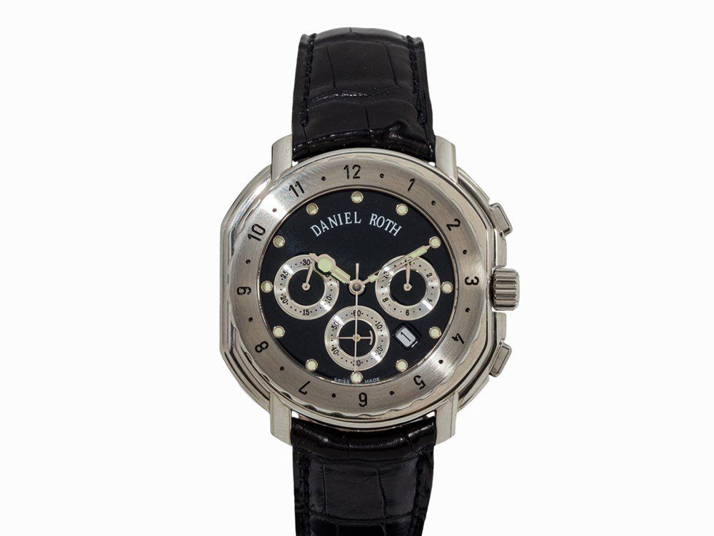 Daniel Roth Quartz Chronograph, Switzerland, c. 1997: Daniel Roth quartz chronograph, limited edition, ref. 747 Switzerland, c. 1997 Movement: quartz movement, Frederique Piguet 1270, hour, minute, small second, 30 minutes’ counter, 12 hours’ counter