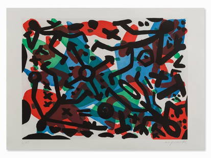 A.R. Penck, From: Berlin Suite, Farbaquatinta, 1990: Aquatint in colors on firm wove paper A.R. Penck (born 1939) – German painter and graphic artist Signed ‘ar. Penck’ and numbered ‘6/60’ in pencil Published by Edition Achenbach, Düsseldorf