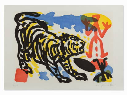 A.R. Penck, From: Berlin Suite, Aquatint in Colors,: Aquatint in colors on firm wove paper A.R. Penck (born 1939) – German painter and graphic artist Signed ‘ar. penck’ and numbered ‘6/60’ in pencil Published by Edition Achenbach, Düsseldorf