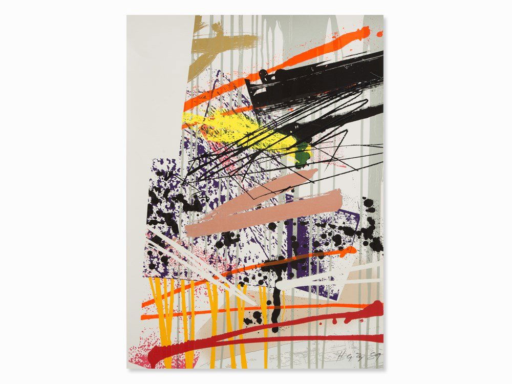 Michael Heizer, Dragged Mass Geometric, Serigraph, 1989: Serigraph in colors on wove paper 'Arches 88' (watermark trimmed), composed of 4 sheets Michael Heizer (b. 1944) – US-American Land Art-artist Signed and dated 'Heizer 89' and numbered '30/36' in pe