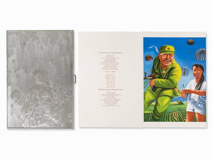 Yang Shaobin, The Sleepwalkers‘ Bloodied Rites,: Portfolio comprising 20 lithographs in colors on wove paper ‘BFK Rives’ and 20 poems by Fernando Arrabal and an introduction by Ante Glibota Yang Shaobin (b. 1963) – Chinese painter and sculptor