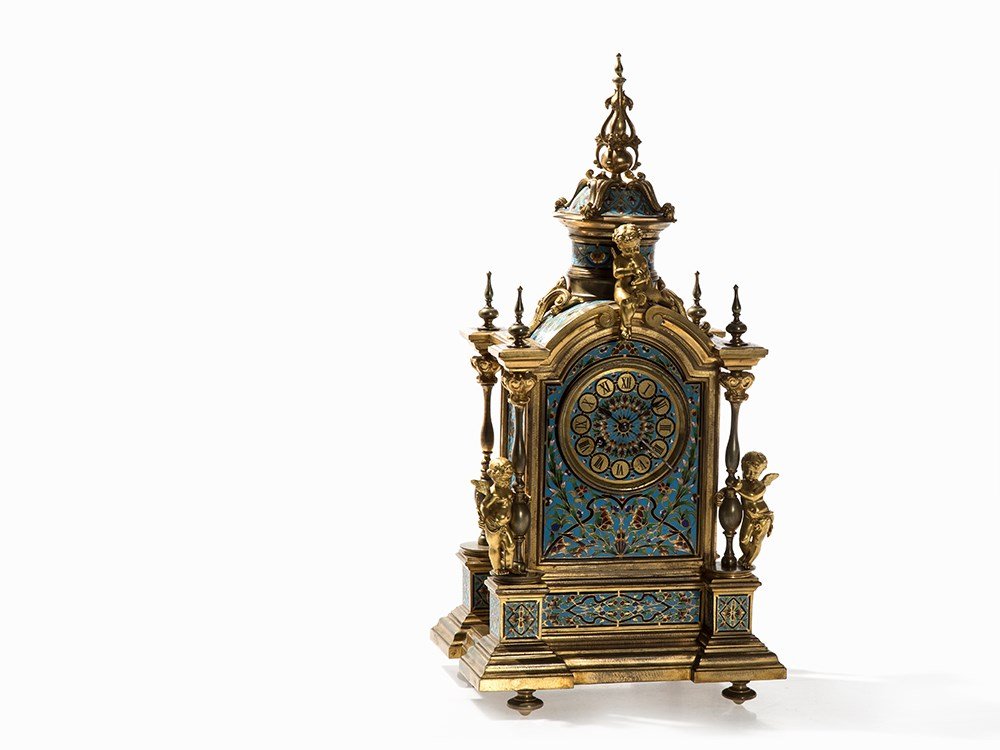 Second Empire Mantel Clock, Cloisonné Enamel, France, (1 of 8)
