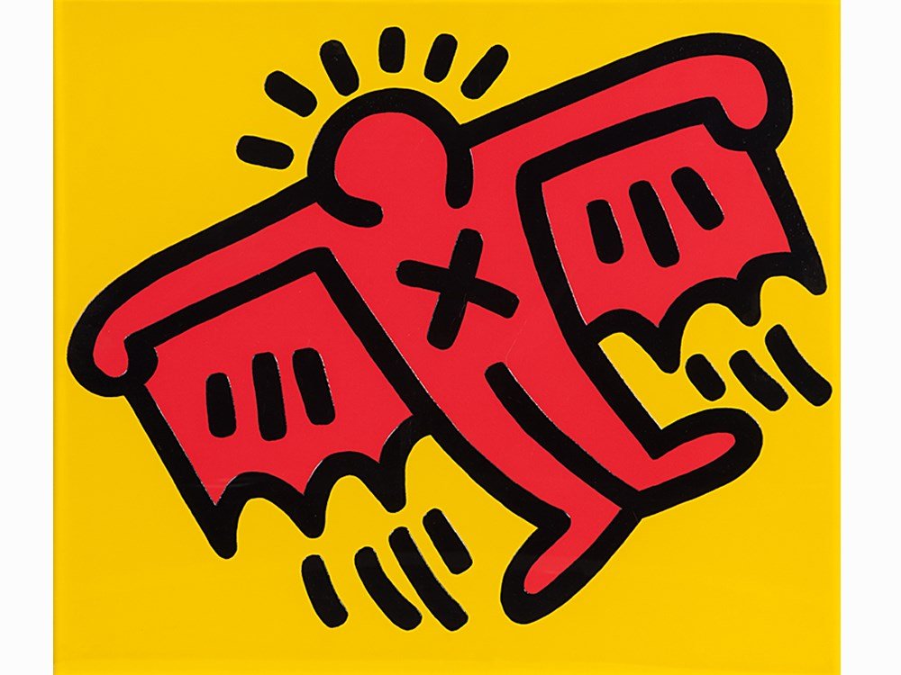 Keith Haring, Icon #4, from Icons, 1990 : Keith Haring (USA, 1958-1990) Icon #4, from Icons, 1990 Screenprint with embossing in colours, on Arches Cover, signed, dated, and numbered in pencil by Julia Gruen, executor of the Keith Haring Estat