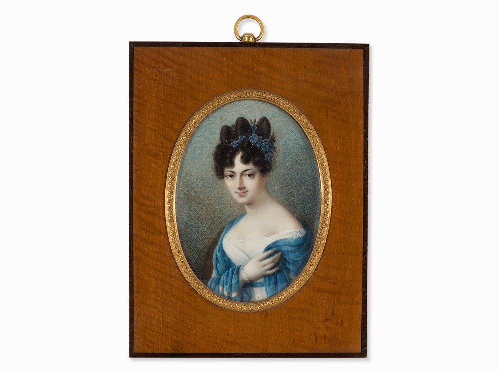 Mulnier, Miniature Portrait of a Lady, France, c 1800 (1 of 8)