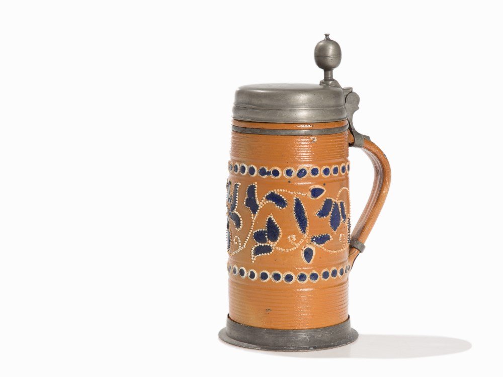 An Altenburg 'Perlkrug' Pewter-Mounted Stein, Germany (1 of 8)