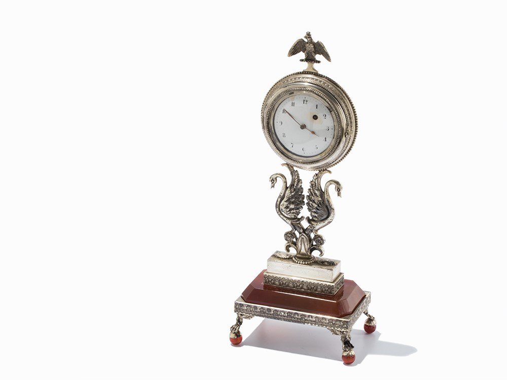 A Miniature Silver Table Clock, Franz Neuber Vienna, c. (1 of 10)