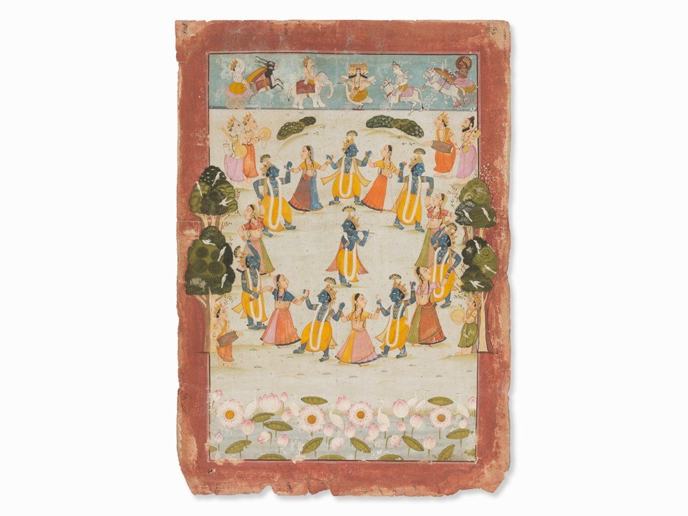 Miniature, Krishna and the Dancing Gopis, India, (1 of 7)