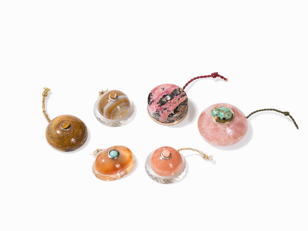 6 Table Bell Pushers with Different Gemstones, 20th C. (1 of 10)
