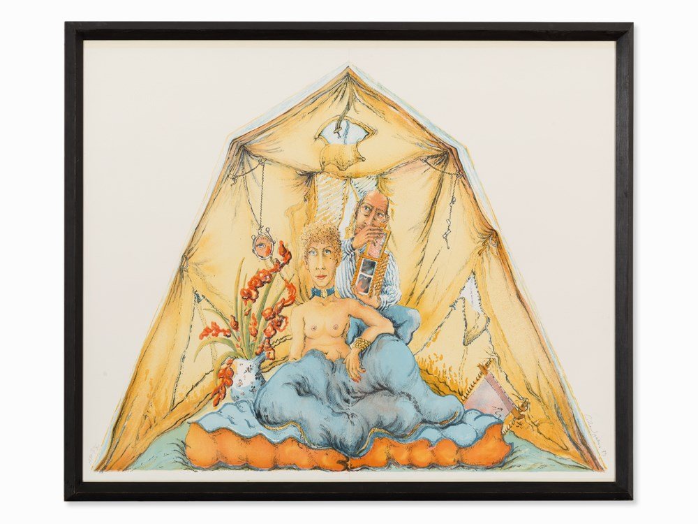 Anthony Green, The 17th Wedding Anniversary,: Lithograph in colors on paper Great Britain, 1989 Anthony Green (b. 1939) - British painter and printmaker Signed and dated in pencil lower right ‘Anthony Green'89’ Inscribed and numbered lower le