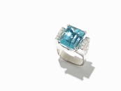 Aquamarine and Diamond Statement Ring, 18K White Gold