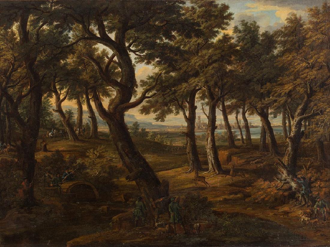 Jacob C. Weyermann (1698-1757), Deer Hunting, Oil, 18th (1 of 11)