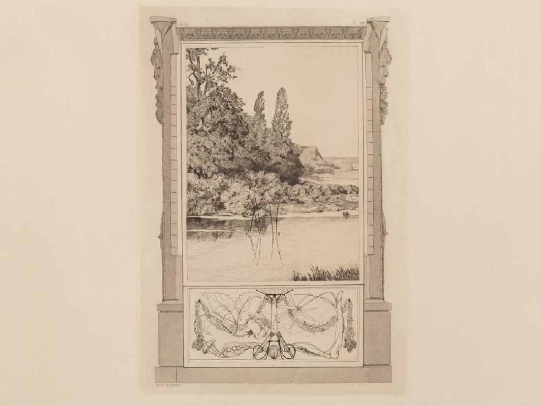 Max Klinger, Narcissus and Echo II, Etching/Aquatint,: Etching and aquatint on yellowish copper printing paper Germany, 1879 Max Klinger (1857-1920) – German sculptor, painter and illustrator Typically inscribed in the plate ‘MAX KLINGER’; also with