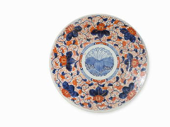 Large Imari Plate with Floral Décor, Japan, Meiji