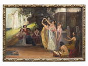 W. Ernst, Oil Painting, Dancing Ladies, Germany, c.