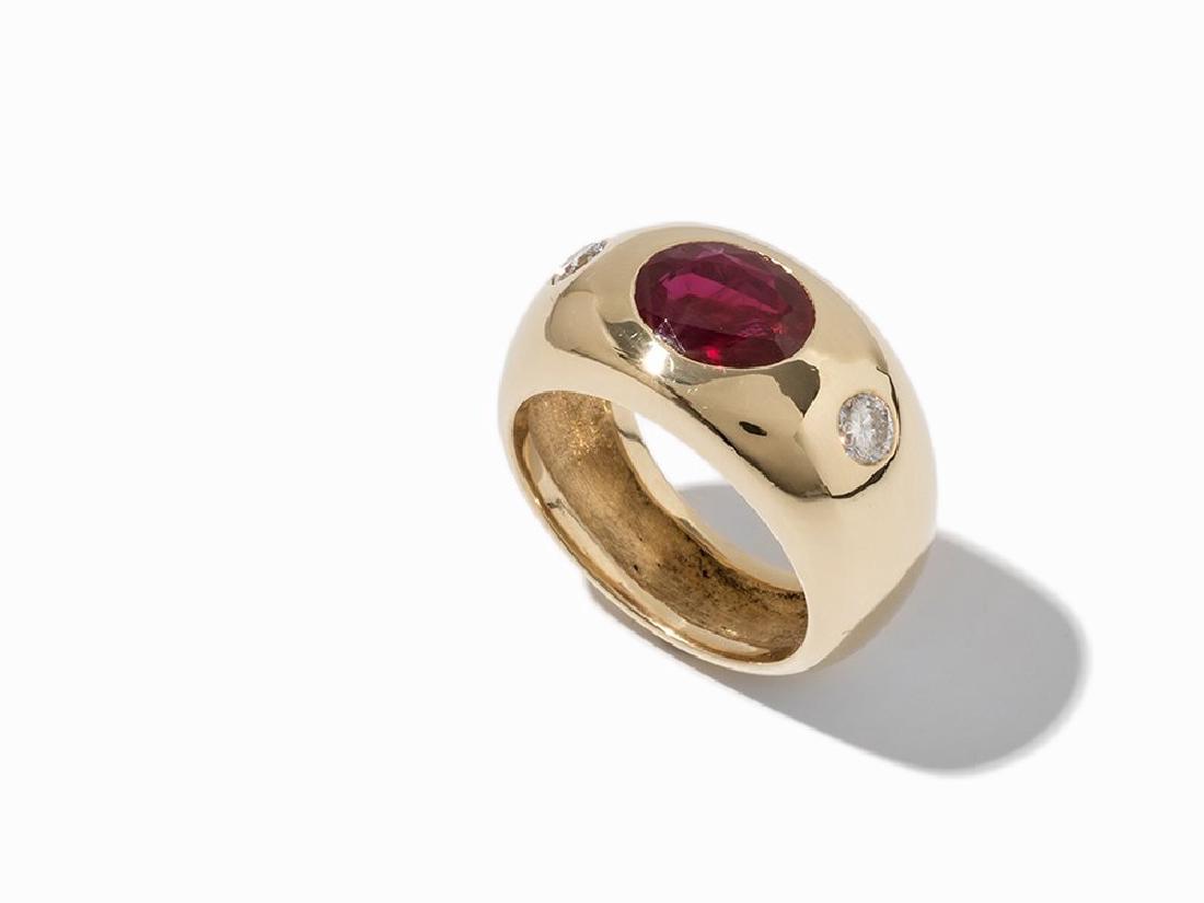 A Band Ring with Central Ruby & Diamonds, 18K Gold (1 of 6)