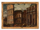 Capriccio with the Colosseum, Oil, Italian School, 17th