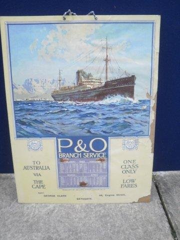 A P&o Calendar Showcard For 1923 Depicting A Steam