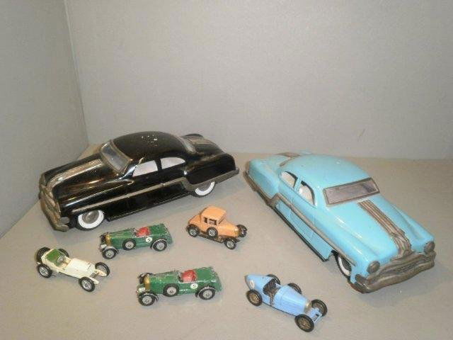 Two tinplate 1950's American cars and an assortmen: Two tinplate 1950's American cars and an assortment of Lesney Models of Yesteryear.