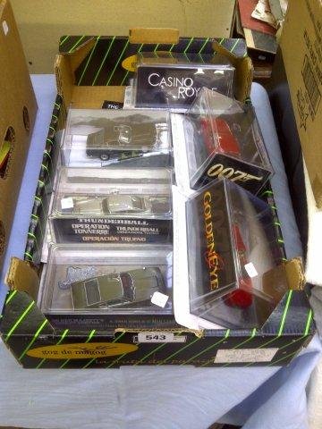 A collection of six boxed 007 cars with six accomp: A collection of six boxed 007 cars with six accompanying magazines from the James Bond Car Collection.